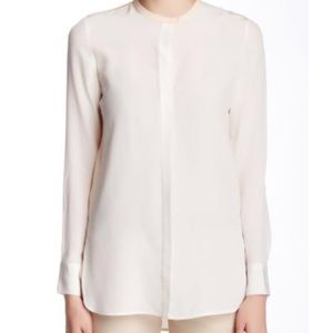 Vince two tone silk blouse ivory/gray NWT 4